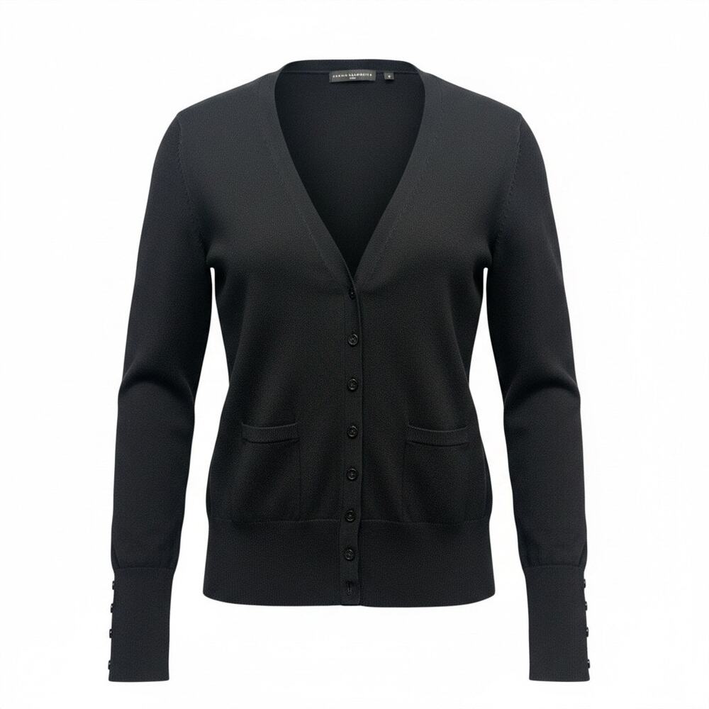 Grace Elements Cardigan Black Longline Button Front Minimalist Sweater Women’s M